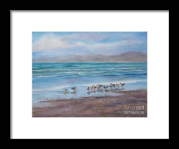 Seascape Framed Print featuring the painting Morro Birds by Joan Coffey