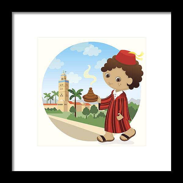 Scenics Framed Print featuring the drawing Morroccan boy by Macy Wong