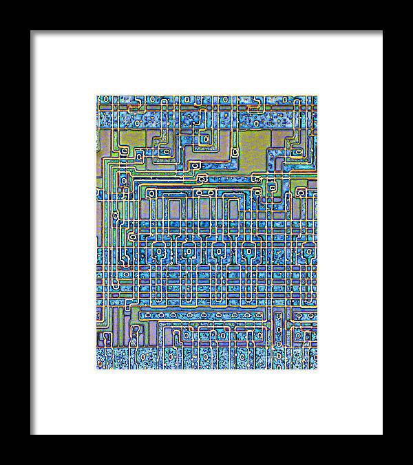 Computer Chip Chips High Tech Technology Intel Ibm Amd Silicon Wafer Wafers Nerd Geek Gift Memory Microprocessor Ram Sram Dram Cpu Mpu Dystopia Chipscapes Motherboards Electronics Electricity Laptop Desktop Server Network Networking Science Fiction Sifi Syfi Mos 6502 Apple Commodore Framed Print featuring the photograph MOS 6502 Study #1 by Steve Emery
