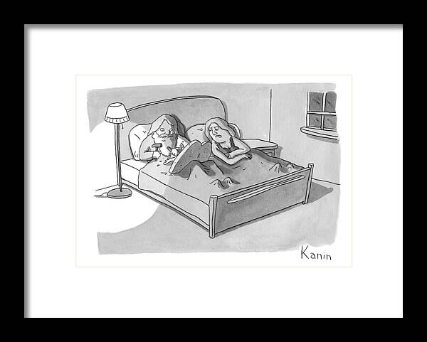 Moses Framed Print featuring the drawing Moses Sits And Writes In Bed With Chisel by Zachary Kanin