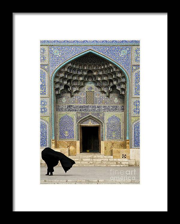 Esfahan Framed Print featuring the photograph Mosque Door In Isfahan Esfahan Iran by JM Travel Photography