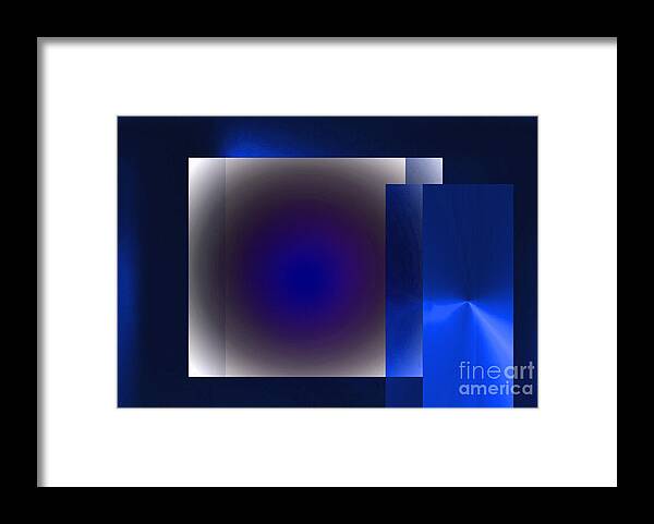 Digital Framed Print featuring the digital art Mostly Blue by John Krakora
