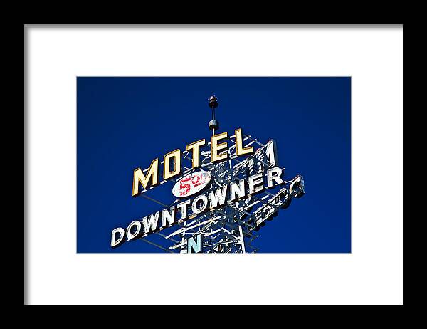 Photography Framed Print featuring the photograph Motel Downtowner by Gigi Ebert