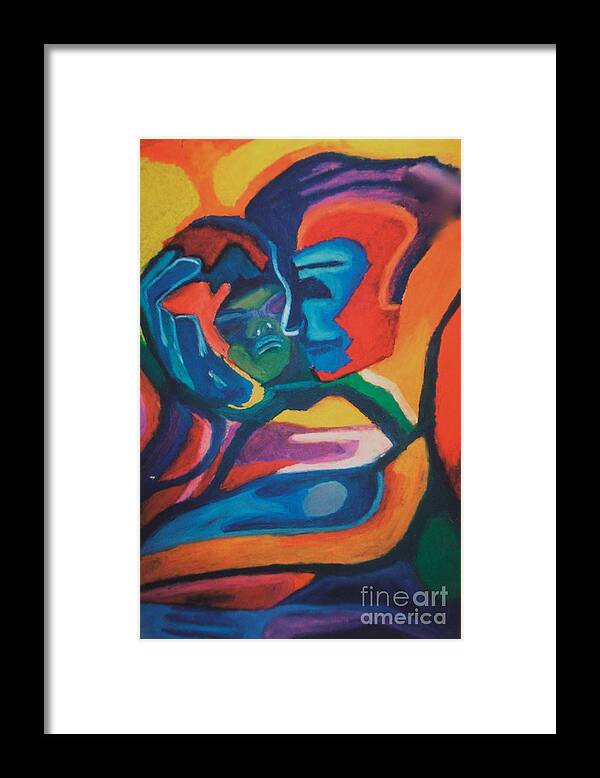Mother And Child Framed Print featuring the pastel Mother and Child by Jon Kittleson