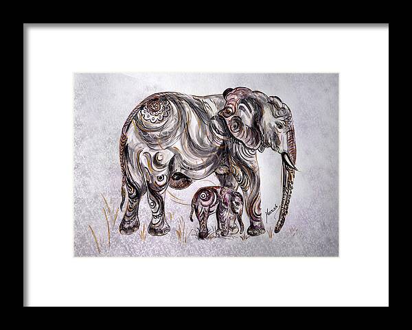 Elephant Framed Print featuring the painting Mother Elephant by Harsh Malik