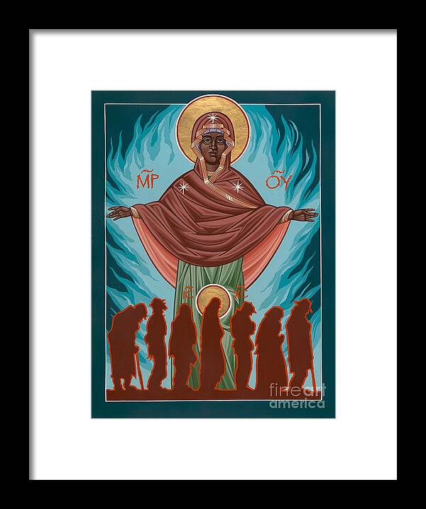 Andrew Harvey Framed Print featuring the painting Mother of Sacred Activism with Eichenberg's Christ of the Breadline by William Hart McNichols