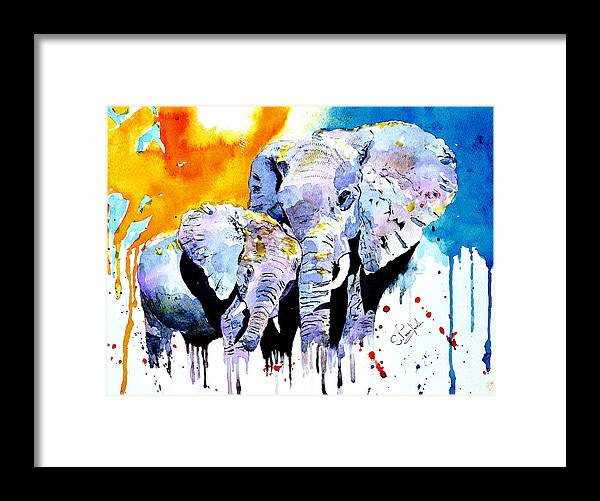 Elephant Framed Print featuring the painting Motherly love by Steven Ponsford