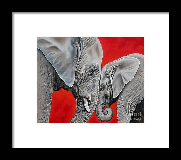 Elephant Framed Print featuring the painting Mothers Love by Ilse Kleyn Elephant Framed Print featuring the painting Mothers Love by Ilse Kleyn