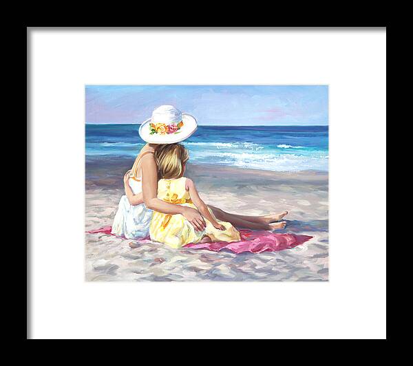 Mom And Daughter Framed Print featuring the painting Mother's Love by Laurie Snow Hein