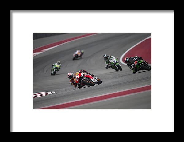 Motorcycle Racing Framed Print featuring the photograph MotoGp Red Bull U.S. Grand Prix of The Americas - Race by Christian Pondella