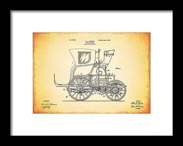 Car Framed Print featuring the photograph Motor Vehicle Patent 1901 by Mark Rogan