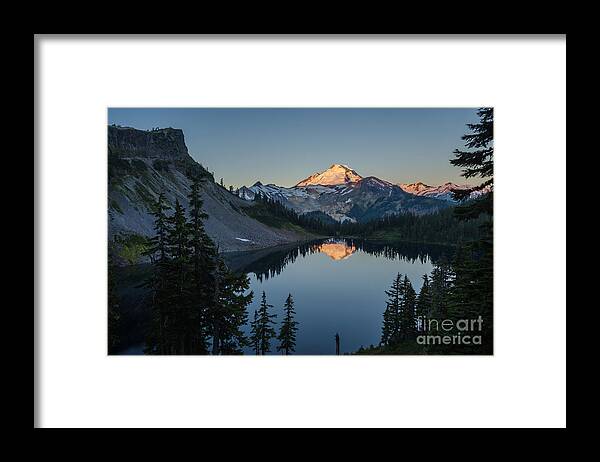 Mount Baker Framed Print featuring the photograph Mount Baker Sunrise Reflection Serenity by Mike Reid