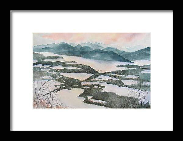 Mount Philo Charlotte Vermont Framed Print featuring the painting Mount Philo Winter by Amanda Amend