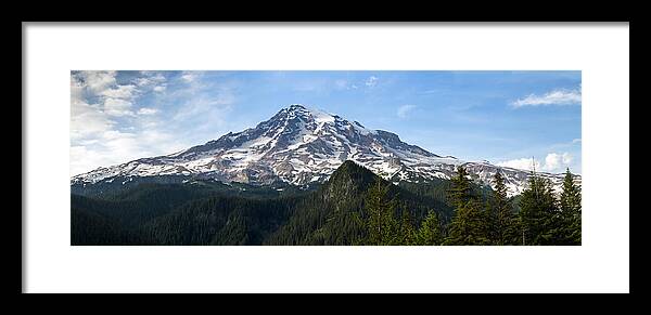 Climate Change Framed Print featuring the photograph Mount Rainier Panorama by Michael Russell