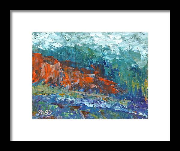 Mountain Of Memory Framed Print featuring the painting Mountain of Memory by Kathy Stiber