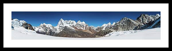 Scenics Framed Print featuring the photograph Mountain Peaks Snowy Wilderness Panorama by Fotovoyager