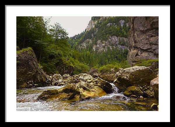 Mountain Framed Print featuring the photograph Mountain River With Rocks by Vlad Baciu