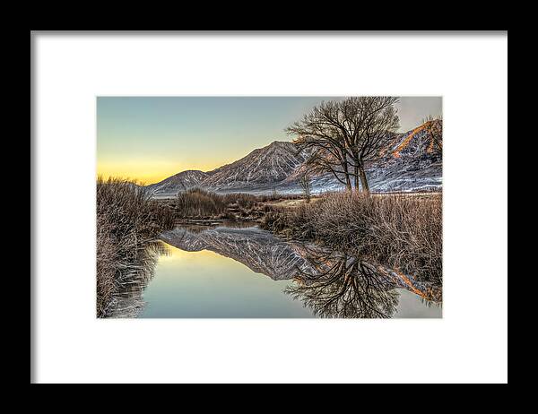 Background Framed Print featuring the photograph Mountains and Trees by Maria Coulson