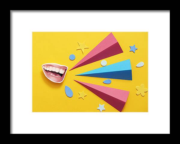 Corporate Business Framed Print featuring the photograph Mouth Talking With Copy Space by Tara Moore
