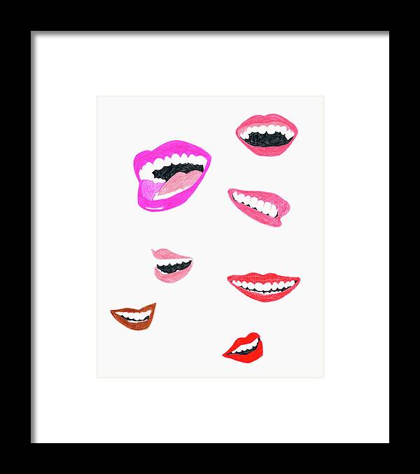 Adult Framed Print featuring the photograph Mouths Laughing by Ikon Ikon Images