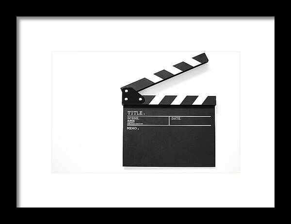 Director Framed Print featuring the photograph Movie clapper board,Movie Production, by Krisanapong Detraphiphat