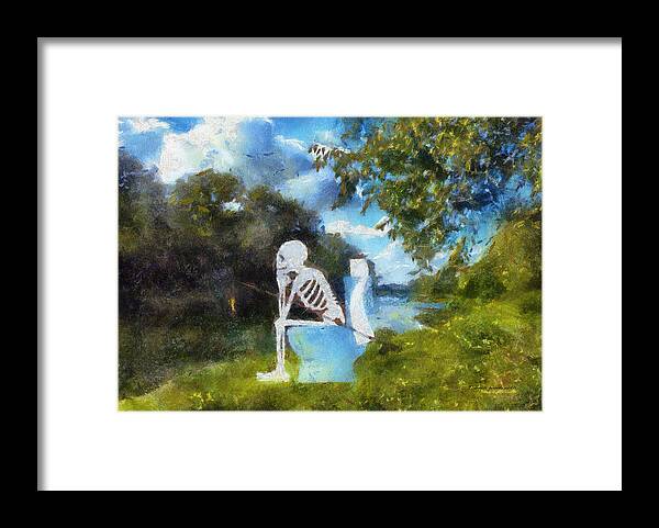 Human Framed Print featuring the photograph Mr Bones Fishing Photo Art 01 by Thomas Woolworth