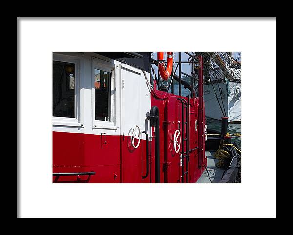 Sandy Framed Print featuring the photograph M.R.Kane Red Tug Boat by Nicky Jameson