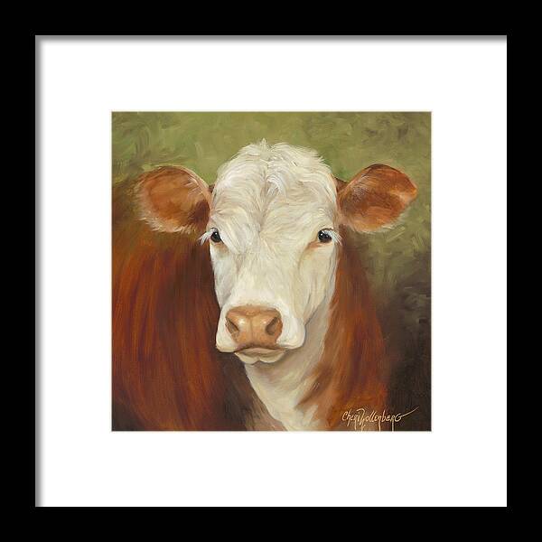 Hereford Cow Framed Print featuring the painting Ms Sophie - Cow Painting by Cheri Wollenberg