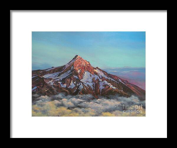 Landscape Framed Print featuring the painting Mt Hood North Face by Jeanette French
