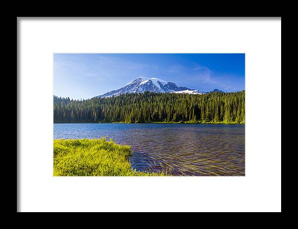 Lake Framed Print featuring the photograph Mt Rainier Viewpoint by Ken Stanback