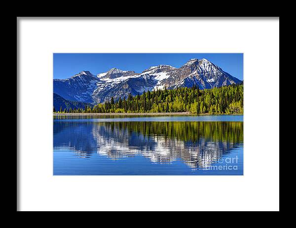 Timpanogos Framed Print featuring the photograph Mt. Timpanogos Reflected in Silver Flat Reservoir - Utah by Gary Whitton