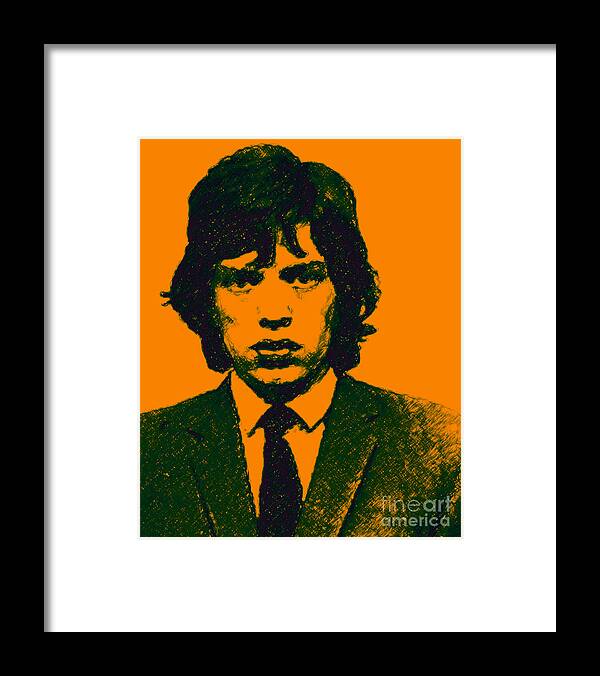 Mick Jaggar Framed Print featuring the photograph Mugshot Mick Jagger p0 by Wingsdomain Art and Photography