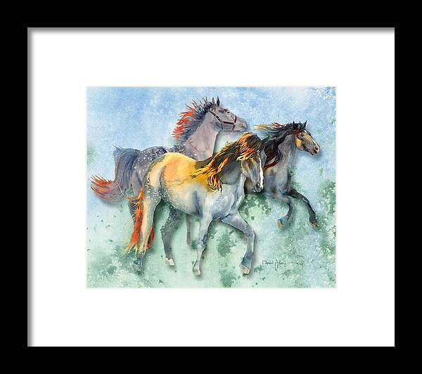 Horse Framed Print featuring the painting Multi-Horses Daniel Adams by Daniel Adams