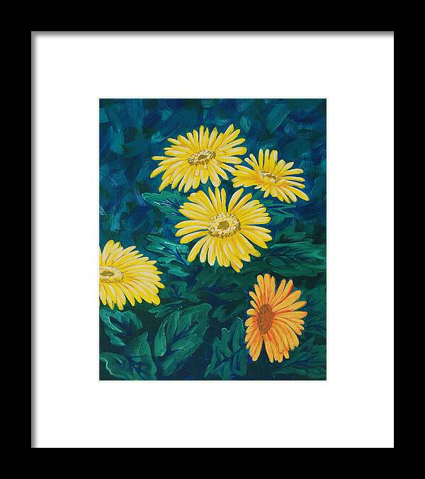 Flower Framed Print featuring the painting Mums by Cheryl Fecht