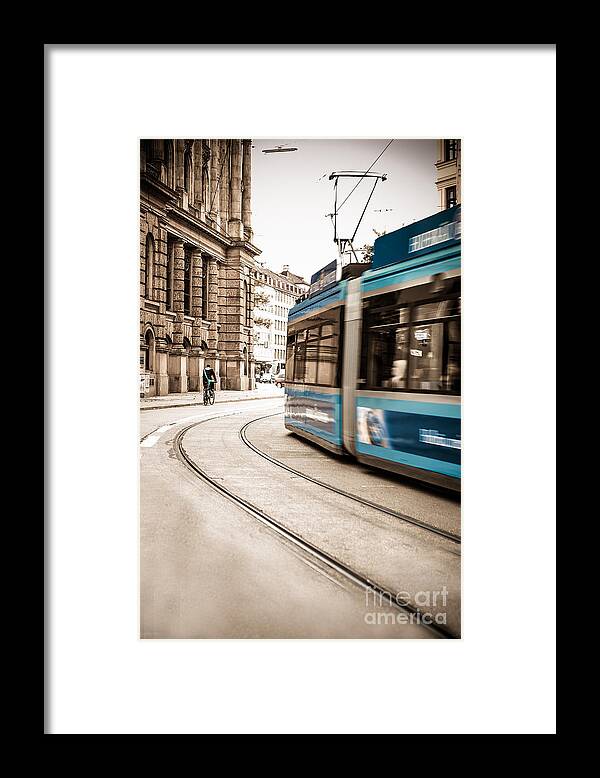 Ancient Framed Print featuring the photograph Munich city traffic by Hannes Cmarits