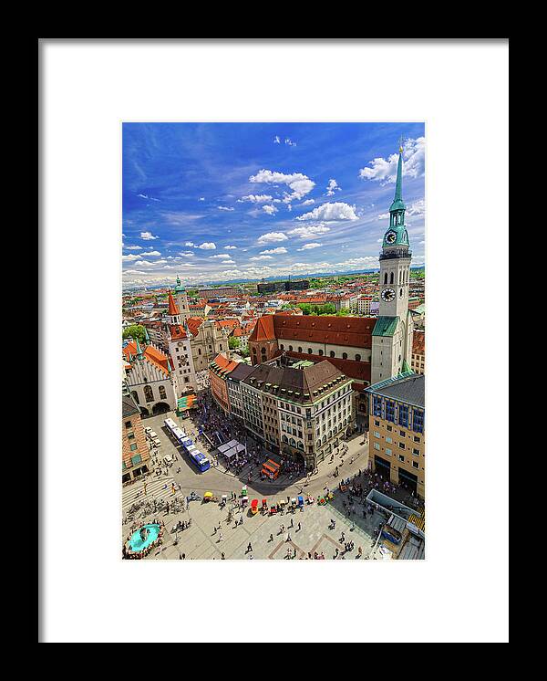 Crowd Framed Print featuring the photograph Munich Cityview by Juergen Sack