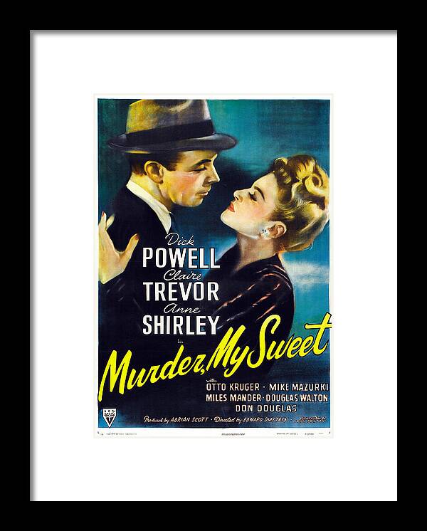 Movie Poster Framed Print featuring the photograph Murder My Sweet - 1944 by Georgia Clare