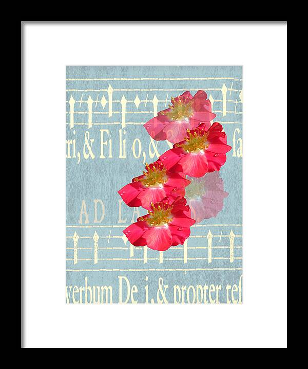 Wild Roses Framed Print featuring the digital art Music and Roses by Rosalie Scanlon