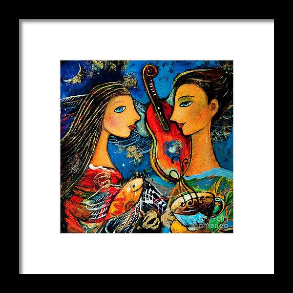 Shijun Framed Print featuring the painting Music Lovers by Shijun Munns