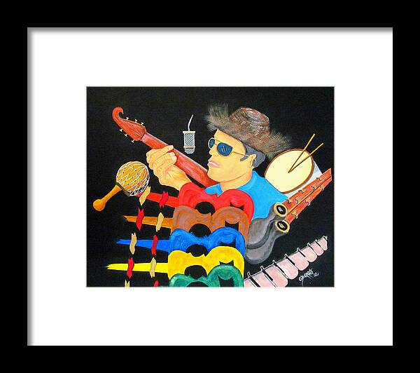 Music Framed Print featuring the painting Musical Man by Gloria E Barreto-Rodriguez