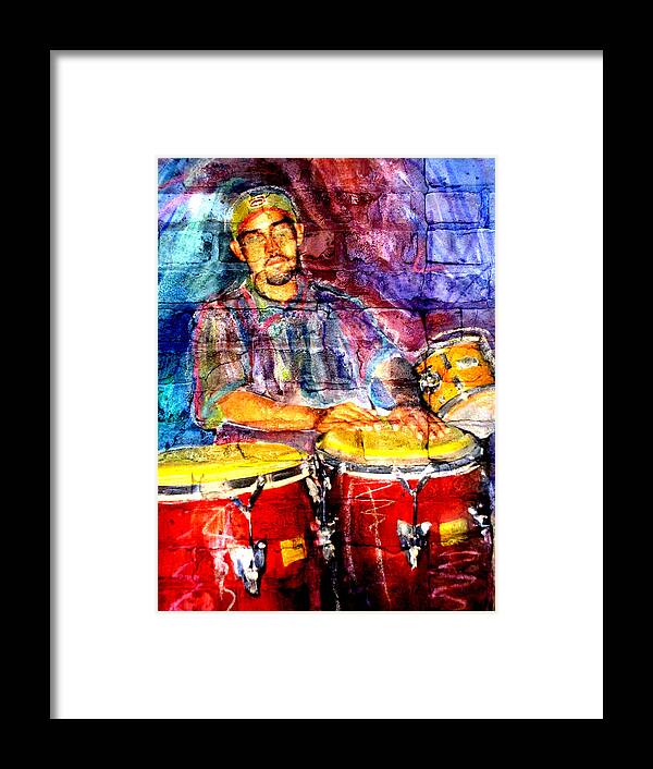 Music Framed Print featuring the digital art Musician Congas and Brick by Anita Burgermeister