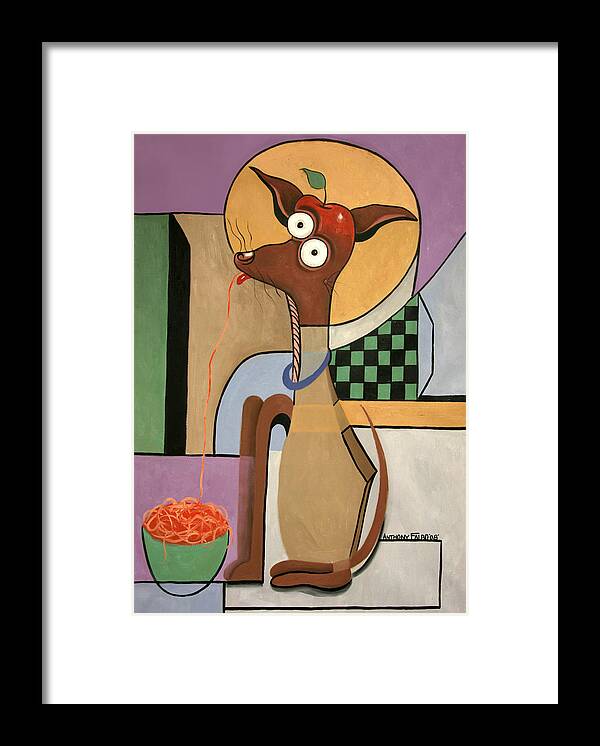 My Apple Head Chihuahua Framed Print featuring the painting My Apple Head Chihuahua by Anthony Falbo