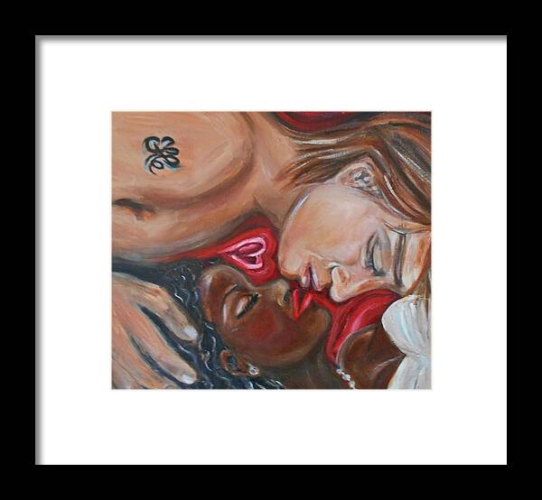 Paintings Of Love Framed Print featuring the painting My Beauty Sleeping by Yesi Casanova 