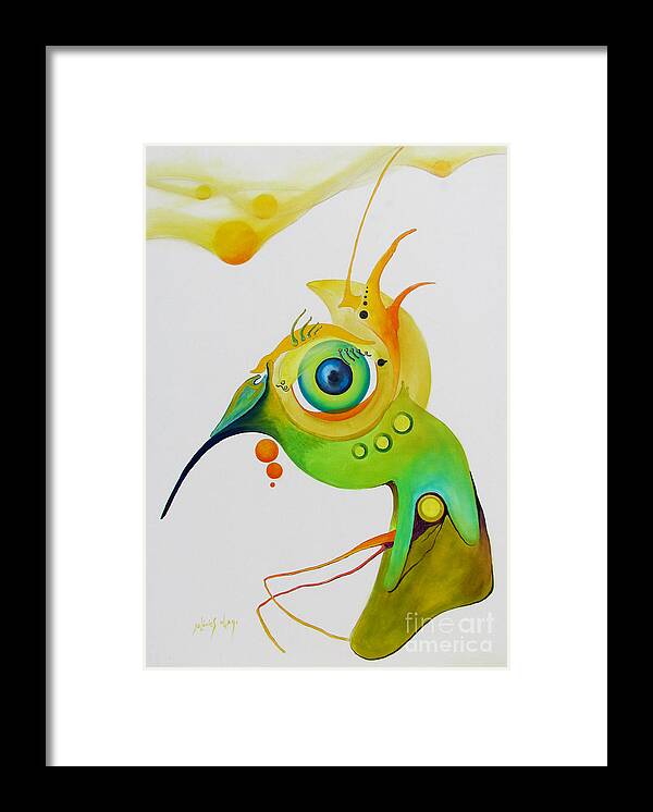 Animals Framed Print featuring the painting My bird by Alexa Szlavics