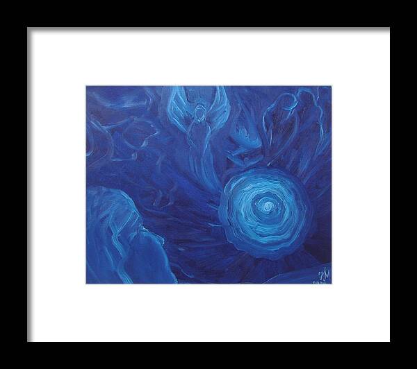 Sleep Framed Print featuring the painting My blue dream by Nina Mitkova