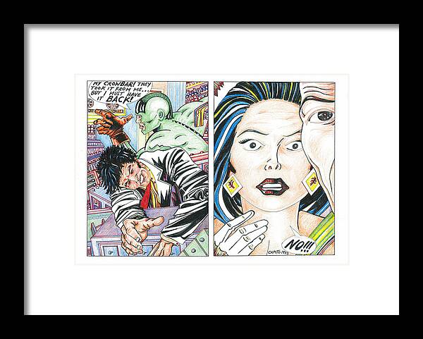 Superhero Framed Print featuring the drawing My Crowbar - Colour Version by Giovanni Caputo