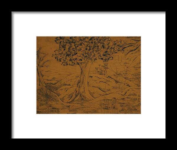 Landscape Framed Print featuring the painting My Favorite Tree by Erika Jean Chamberlin