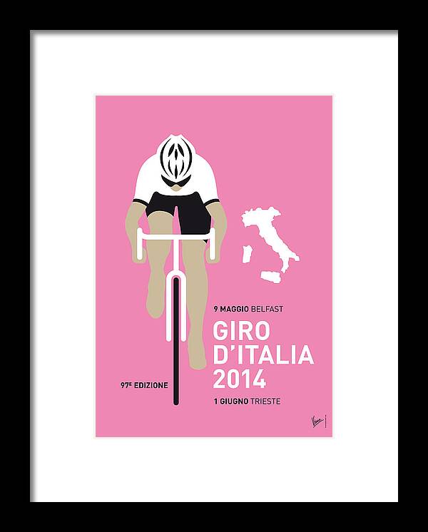 Minimal Framed Print featuring the digital art My Giro D Italia Minimal Poster 2014 by Chungkong Art