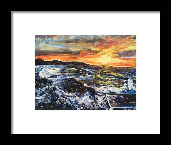 Seascapes Framed Print featuring the painting My Heart Moves With You by Belinda Low