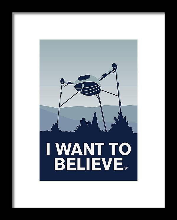 Classic Framed Print featuring the digital art My I want to believe minimal poster-war-of-the-worlds by Chungkong Art